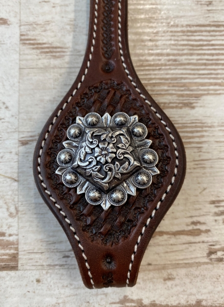 Floral Pentagon Concho antik 1 1/2